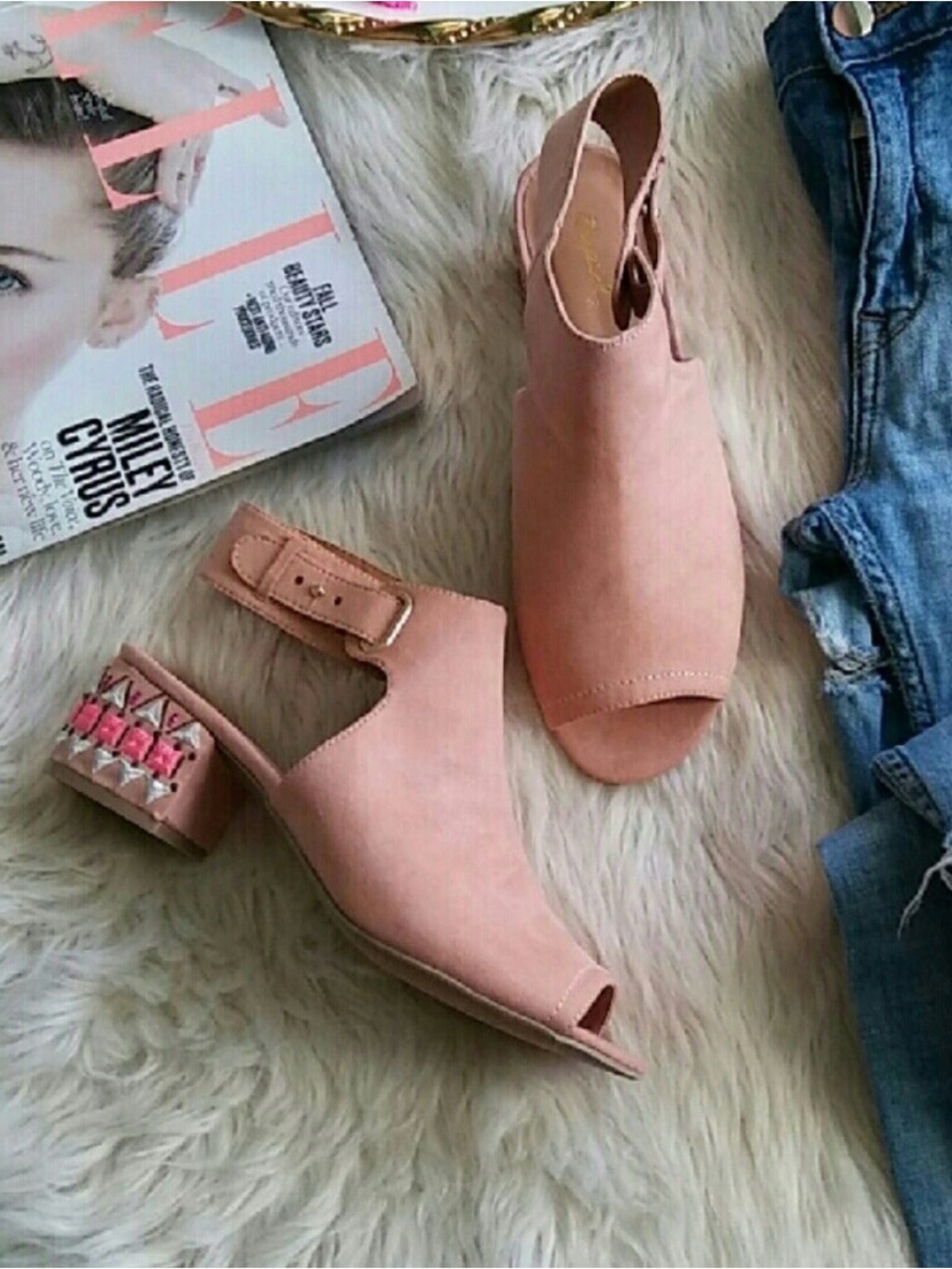 Women's Tan Peep-Toe Slingback Block Heel Booties